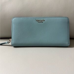 Kate Spade Light Blue Zip-Around Wallet
